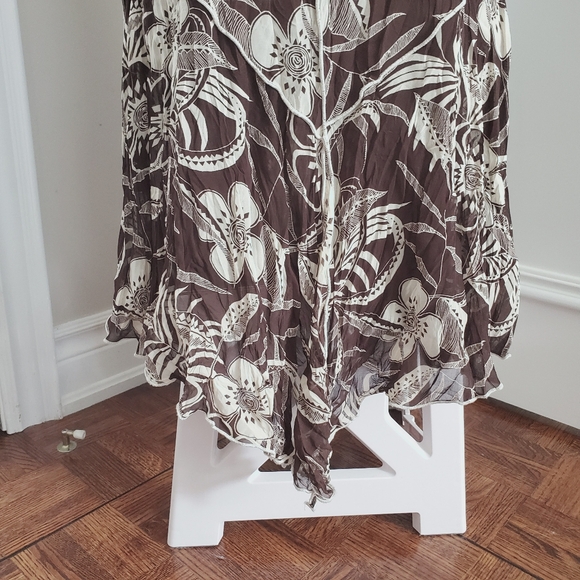 Vintage 80's Crepe Floral Short Sleeved Maxi Dress By Linea Domani Italy - Picture 5 of 16